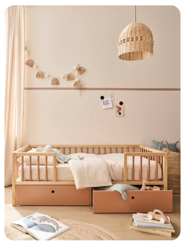 Kinderbett mit Schubladen TRAUMZEIT 70x140cm - zimt